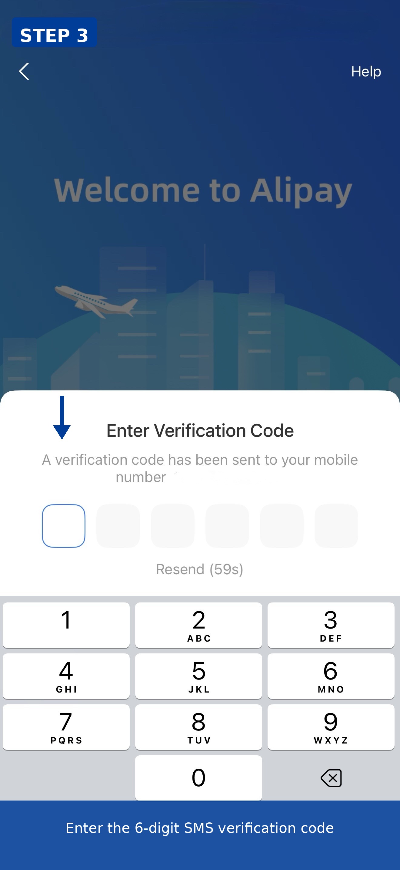 Enter SMS verification code