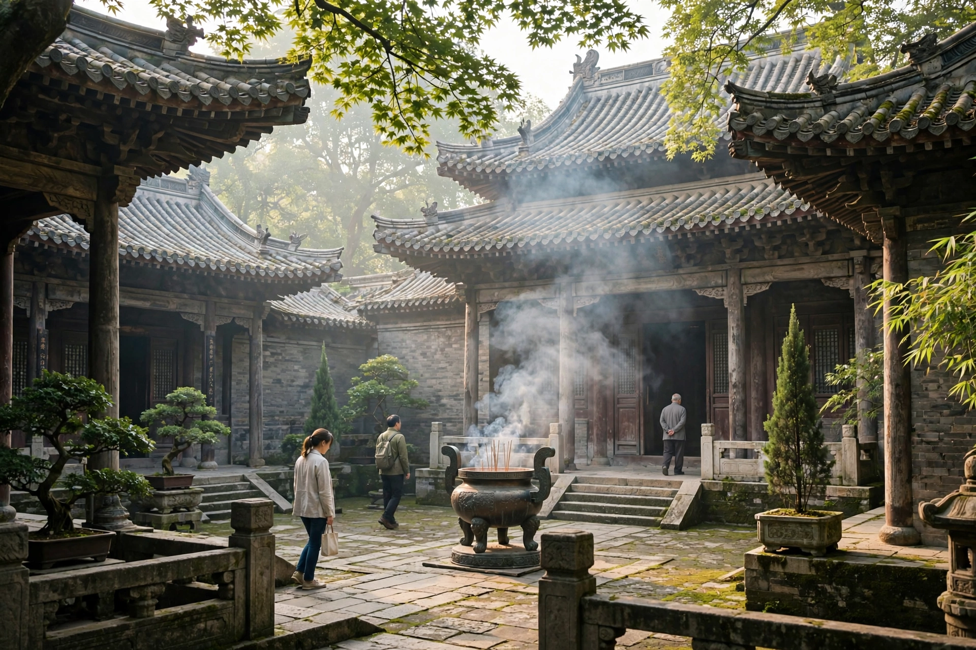 Traditional Chinese temple courtyard