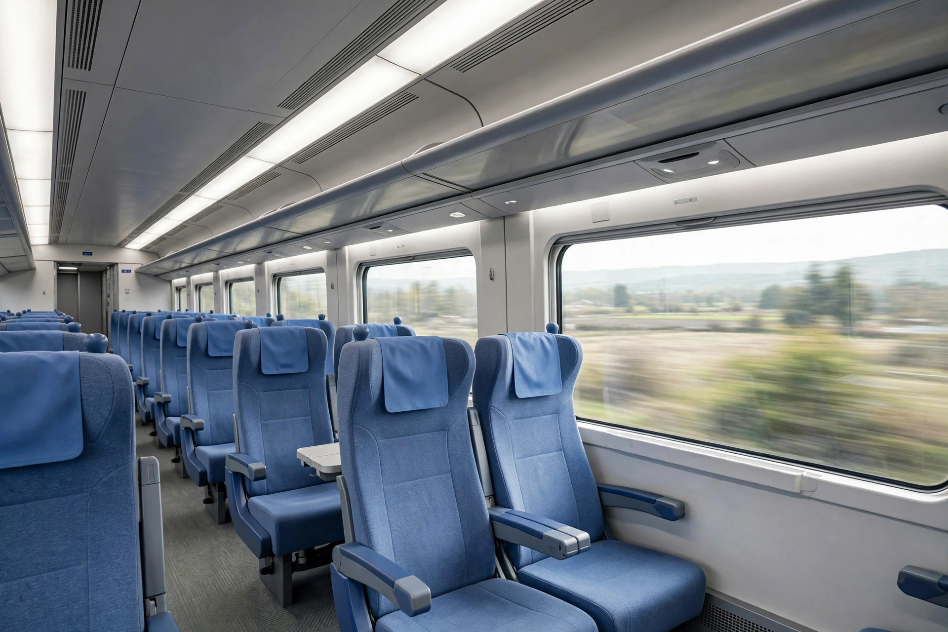 Interior of a Chinese high-speed train cabin