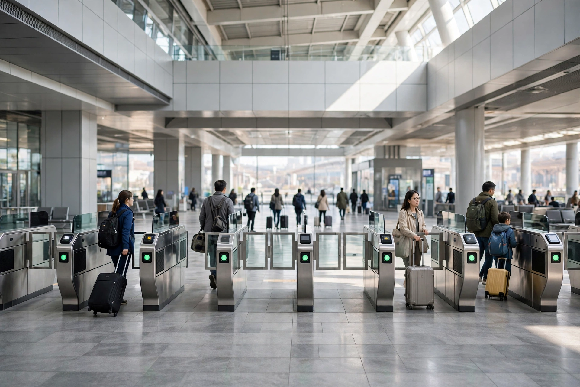 Automatic ticket gates at a Chinese railway station