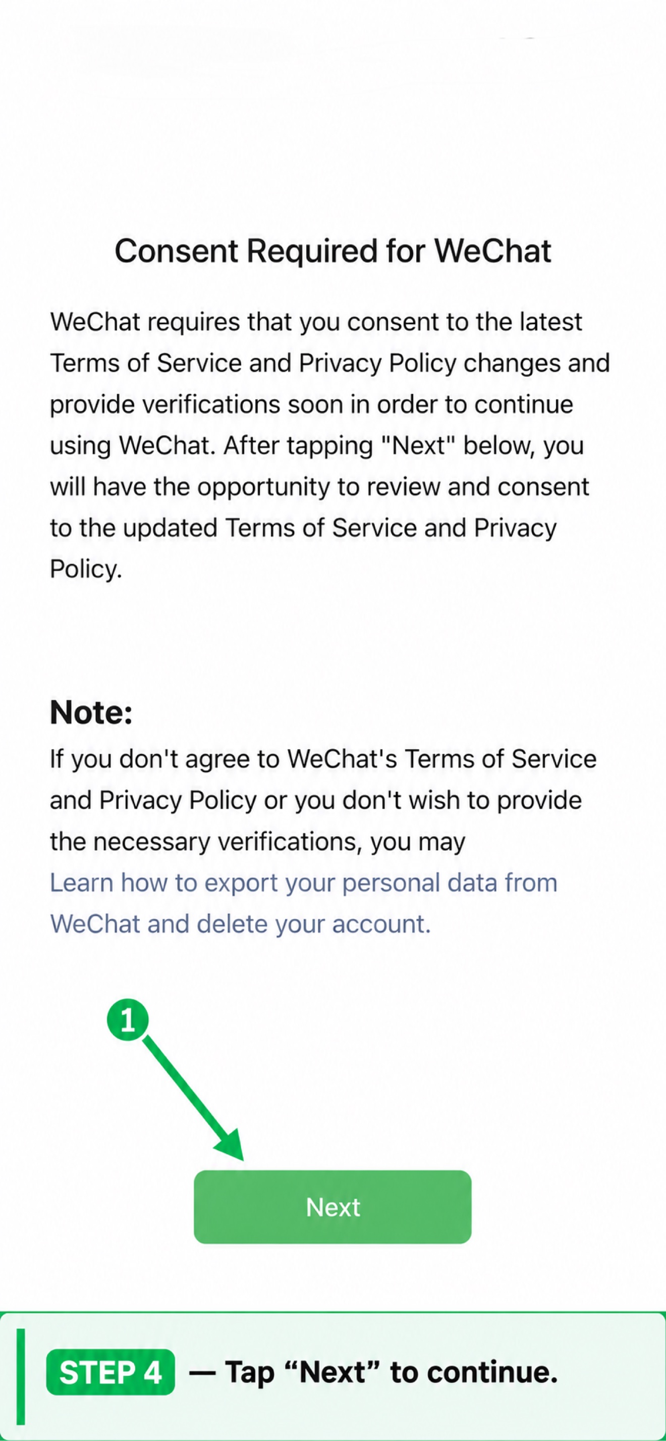 WeChat sign-up step 4