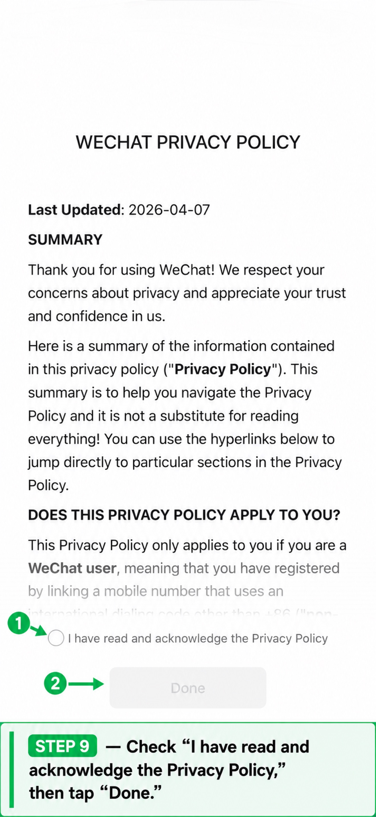 WeChat sign-up step 9